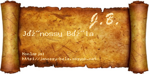 Jánossy Béla névjegykártya
